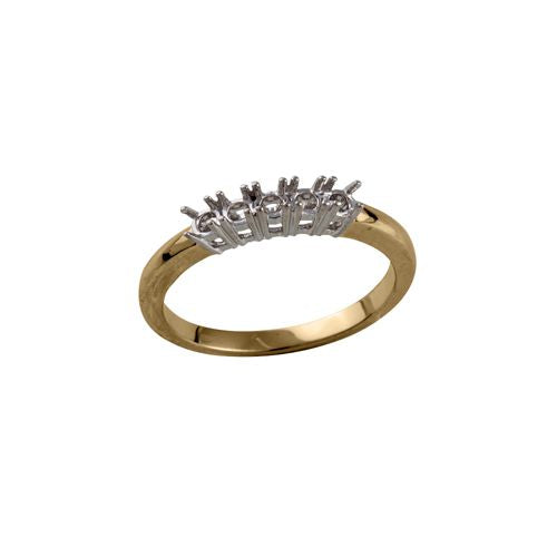 18ct Yellow and White 0.50ct Natural Diamond 5 stone Ring Mount