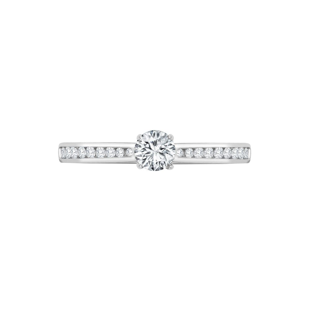 18ct White Gold 0.13ct Natural Diamond Channel-set Wed-fit Ring Mount- Holds 0.25ct