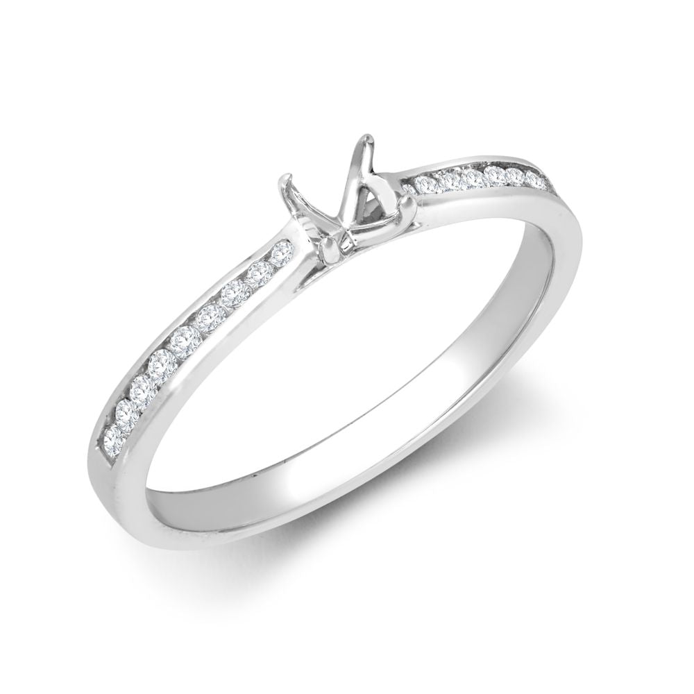 18ct White Gold 0.13ct Natural Diamond Channel-set Wed-fit Ring Mount- Holds 0.25ct