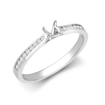18ct White Gold 0.13ct Natural Diamond Channel-set Wed-fit Ring Mount- Holds 0.25ct