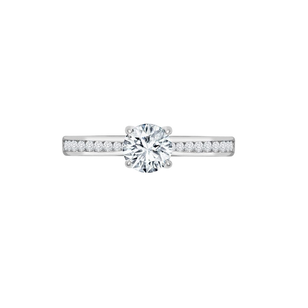 18ct White Gold 0.13ct Natural Diamond Channel-set Wed-fit Ring Mount- Holds 0.50ct