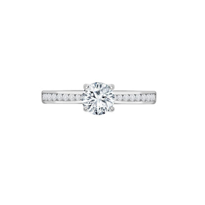 18ct White Gold 0.13ct Natural Diamond Channel-set Wed-fit Ring Mount- Holds 0.50ct