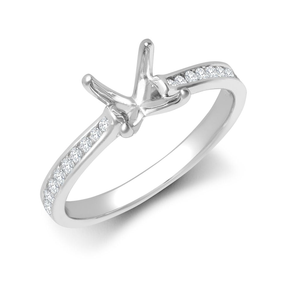 18ct White Gold 0.18ct Natural Diamond Channel-set Wed-fit Ring Mount- Holds 1.00ct