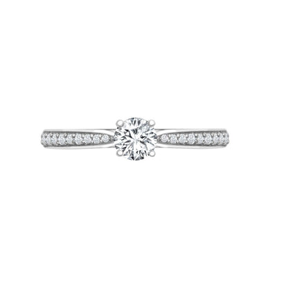 18ct White Gold 0.12ct Natural Diamond Pave set Wed-fit Ring Mount- Holds 0.25ct
