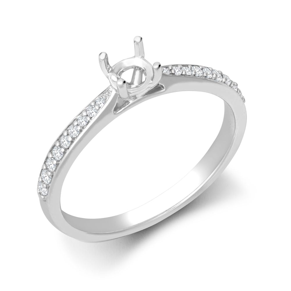 18ct White Gold 0.12ct Natural Diamond Pave set Wed-fit Ring Mount- Holds 0.25ct