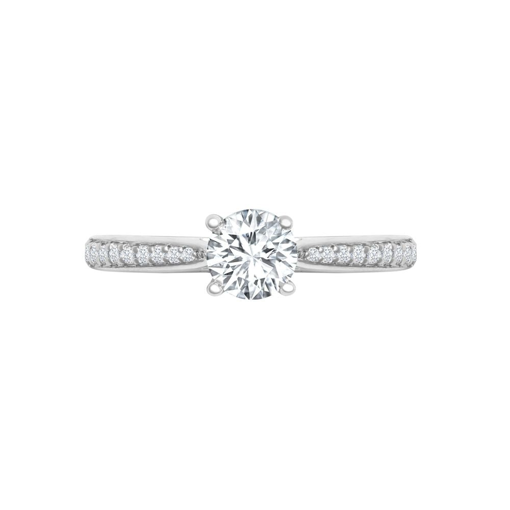 18ct White Gold 0.12ct Natural Diamond Pave set Wed-fit Ring Mount- Holds 0.50ct