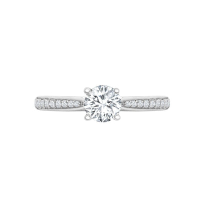 18ct White Gold 0.12ct Natural Diamond Pave set Wed-fit Ring Mount- Holds 0.50ct