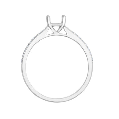 18ct White Gold 0.12ct Natural Diamond Pave set Wed-fit Ring Mount- Holds 0.50ct