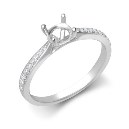 18ct White Gold 0.12ct Natural Diamond Pave set Wed-fit Ring Mount- Holds 0.50ct