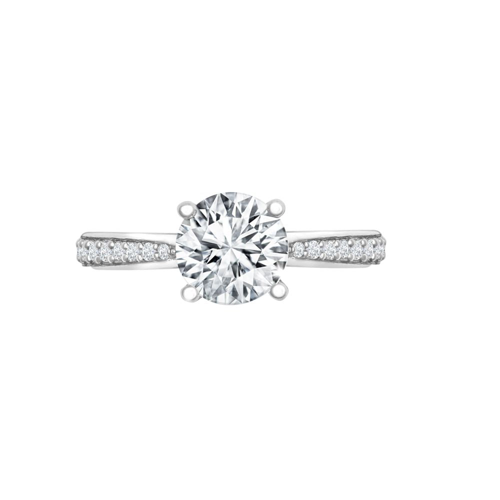 18ct White Gold 0.14ct Natural Diamond Pave set Wed-fit Ring Mount- Holds 1.00ct