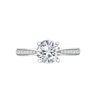 18ct White Gold 0.14ct Natural Diamond Pave set Wed-fit Ring Mount- Holds 1.00ct