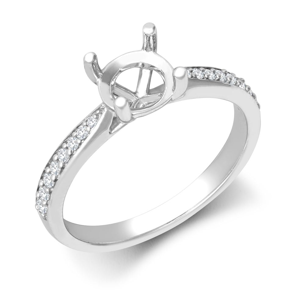 18ct White Gold 0.14ct Natural Diamond Pave set Wed-fit Ring Mount- Holds 1.00ct