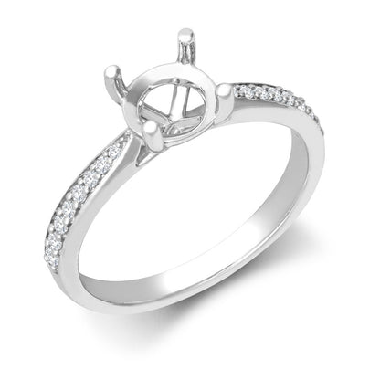 18ct White Gold 0.14ct Natural Diamond Pave set Wed-fit Ring Mount- Holds 1.00ct
