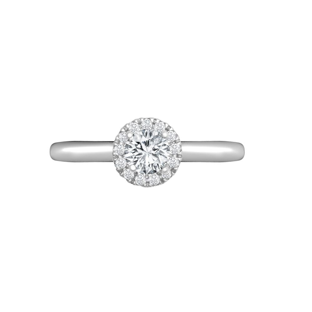 18ct White Gold 0.08ct Natural Diamond Micro-set Halo Wed-fit Ring Mount- Holds 0.25ct
