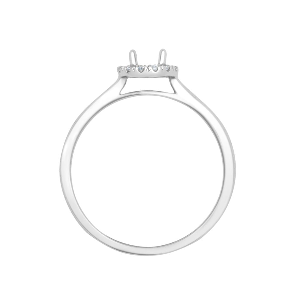 18ct White Gold 0.08ct Natural Diamond Micro-set Halo Wed-fit Ring Mount- Holds 0.25ct
