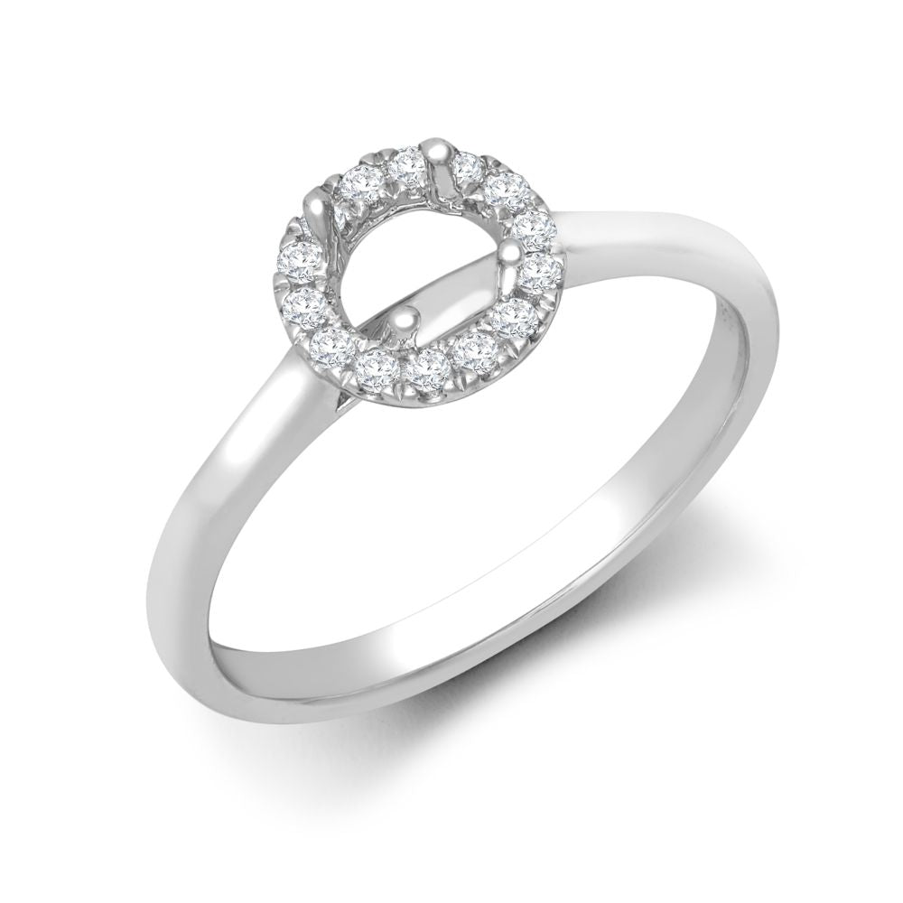 18ct White Gold 0.11ct Natural Diamond Micro-set Halo Wed-fit Ring Mount- Holds 0.50ct