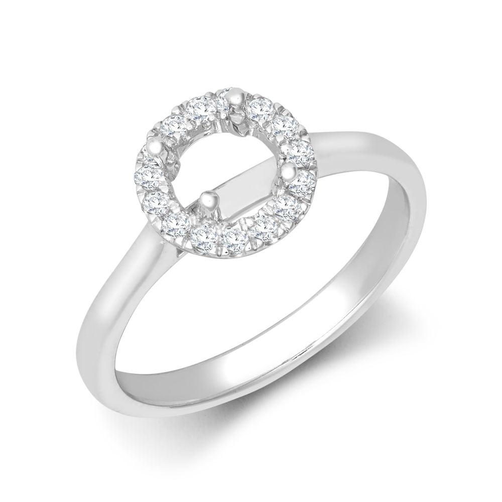 18ct White Gold 0.15ct Natural Diamond Micro-set Halo Wed-fit Ring Mount- Holds 0.70ct