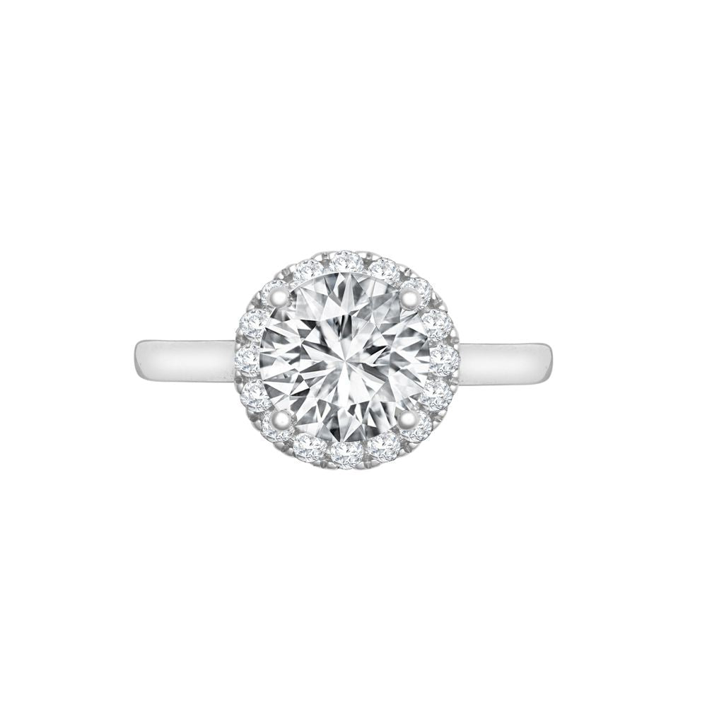 18ct White Gold 0.19ct Natural Diamond Micro-set Halo Wed-fit Ring Mount- Holds 1.00ct