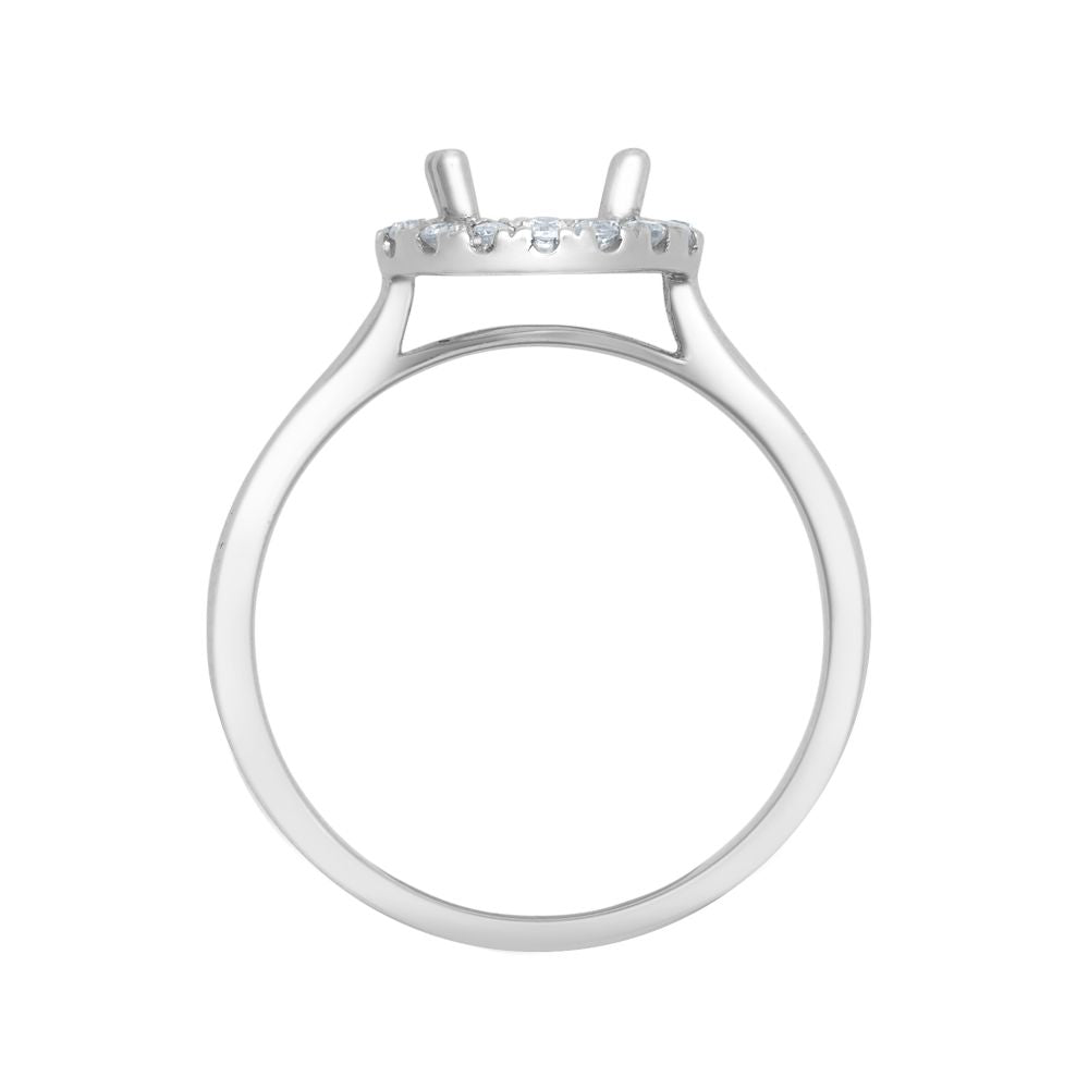 18ct White Gold 0.19ct Natural Diamond Micro-set Halo Wed-fit Ring Mount- Holds 1.00ct