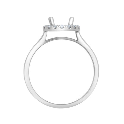 18ct White Gold 0.19ct Natural Diamond Micro-set Halo Wed-fit Ring Mount- Holds 1.00ct