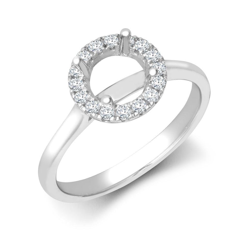 18ct White Gold 0.19ct Natural Diamond Micro-set Halo Wed-fit Ring Mount- Holds 1.00ct