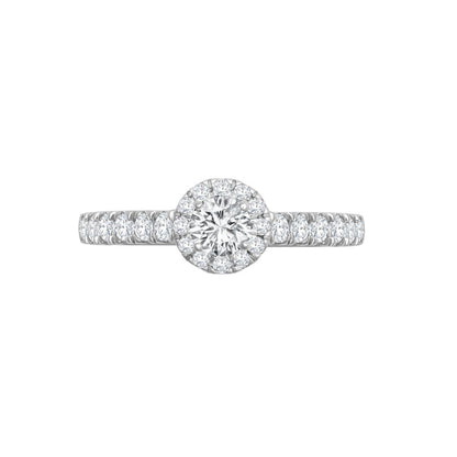 18ct White Gold 0.37ct Natural Diamond Micro-set Halo and Shoulders Wed-fit Ring Mount- Holds 0.25ct