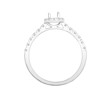 18ct White Gold 0.37ct Natural Diamond Micro-set Halo and Shoulders Wed-fit Ring Mount- Holds 0.25ct