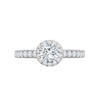 18ct White Gold 0.41ct Natural Diamond Micro-set Halo and Shoulders Wed-fit Ring Mount- Holds 0.50ct