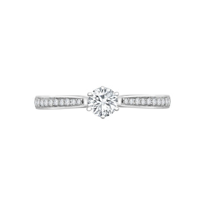 18ct White Gold 0.24ct Natural Diamond Pave set 6-claw Ring Mount- Holds 0.25ct