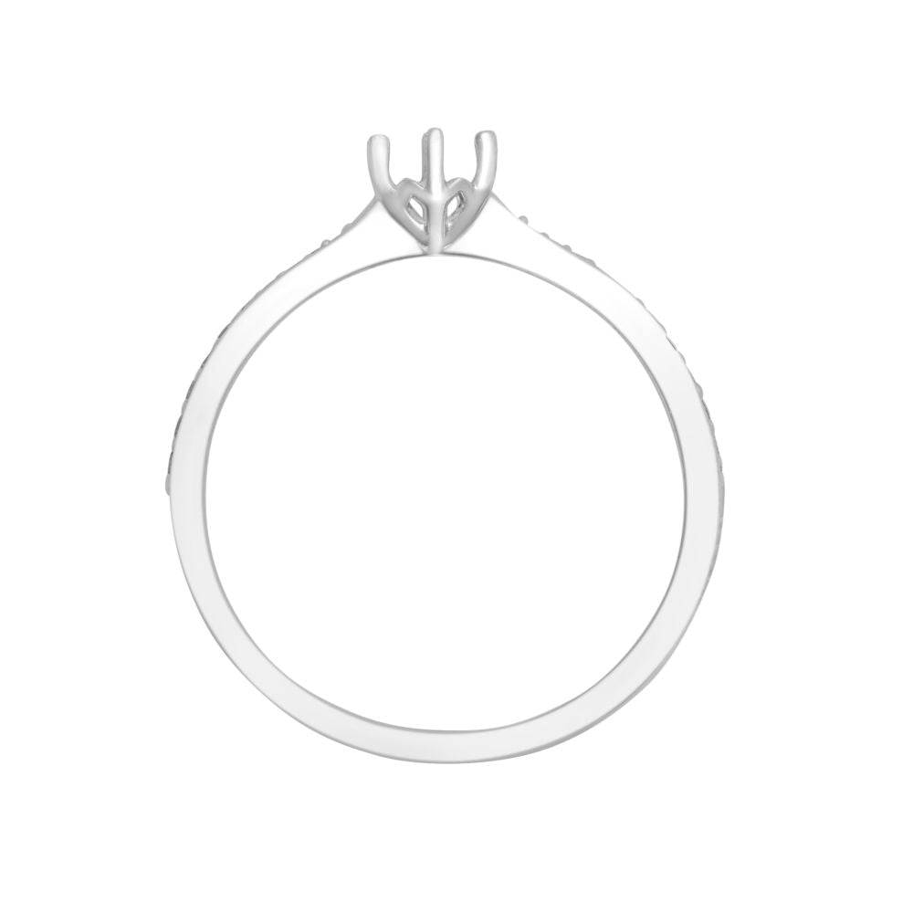 18ct White Gold 0.24ct Natural Diamond Pave set 6-claw Ring Mount- Holds 0.25ct