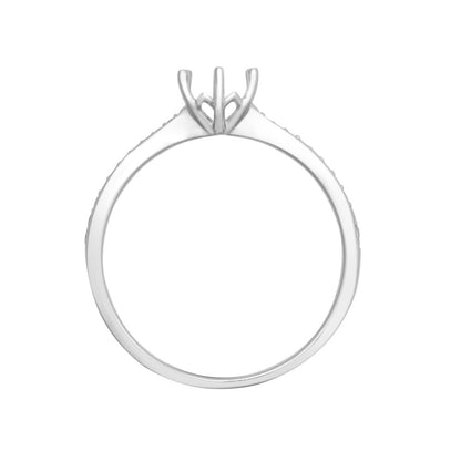 18ct White Gold 0.10ct Natural Diamond Pave set 6-claw Ring Mount- Holds 0.50ct