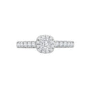 18ct White Gold Natural Diamond Micro-set Cushion-shaped Halo and Shoulders Wed-fit Ring Mount- Holds 0.25ct