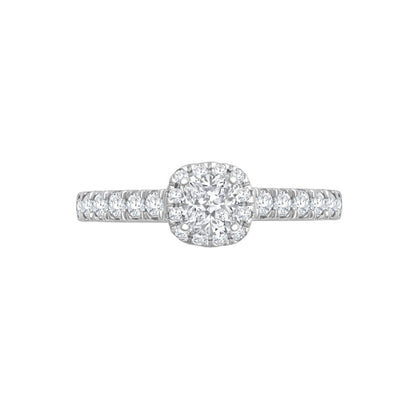 18ct White Gold 0.33ct Natural Diamond Micro-set Cushion-shaped Halo and Shoulders Wed-fit Ring Mount- Holds 0.25ct