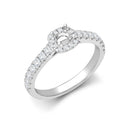 18ct White Gold Natural Diamond Micro-set Cushion-shaped Halo and Shoulders Wed-fit Ring Mount- Holds 0.25ct