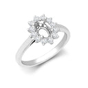 I | 18ct Gold Natural Diamond Claw-set Cluster Halo Oval Ring - Holds 7x5mm