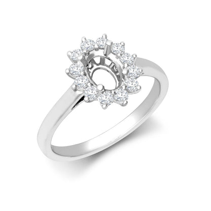 I | 18ct White Gold 0.35ct Natural Diamond Claw-set Cluster Halo Oval Ring - Holds 7x5mm