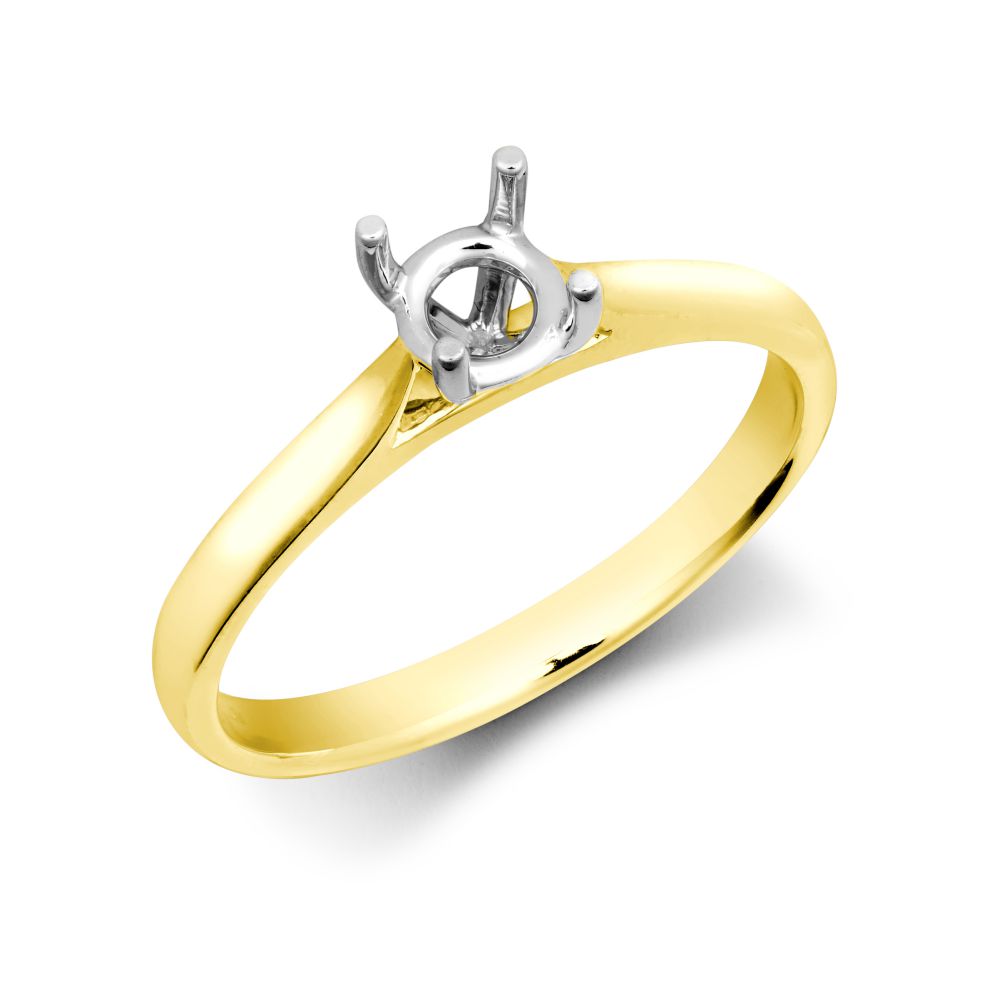 18ct Yellow Gold 50pts Solitaire Plain Wed-fit Ring Mount - Stock Size N