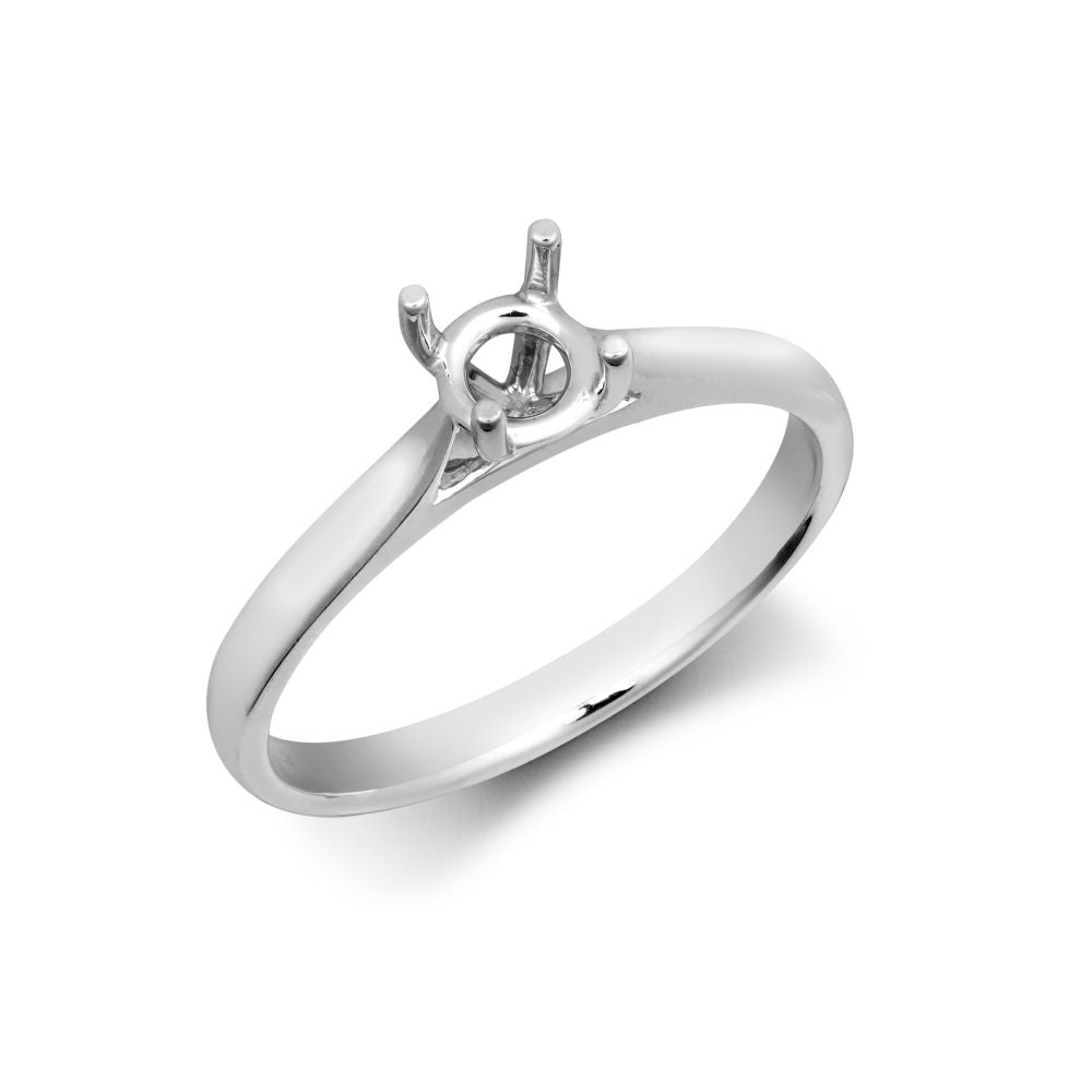 18ct White Gold 50pts Solitaire Plain Wed-fit Ring Mount - Stock Size N