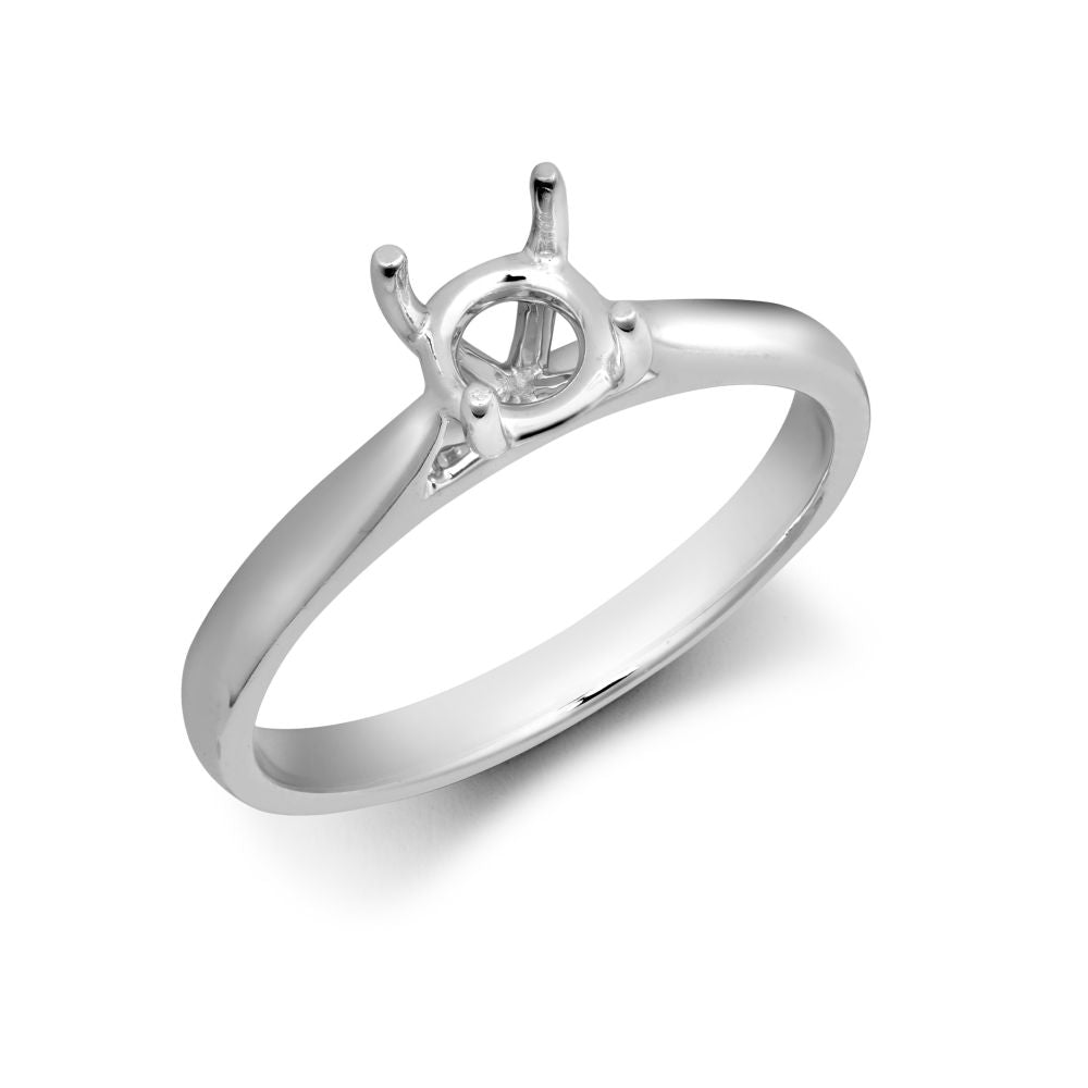 18ct White Gold 75pts Solitaire Plain Wed-fit Ring Mount - Stock Size N