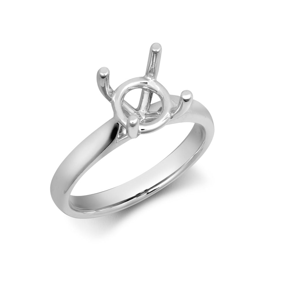 18ct White Gold 2.00ct Solitaire Plain Wed-fit Ring Mount - Stock Size N
