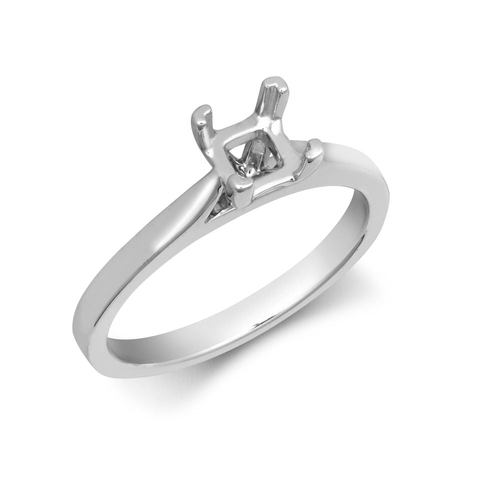 18ct White Gold 50pts P.CutSolitaire Plain Wed-fit Ring Mount - Stock Size N