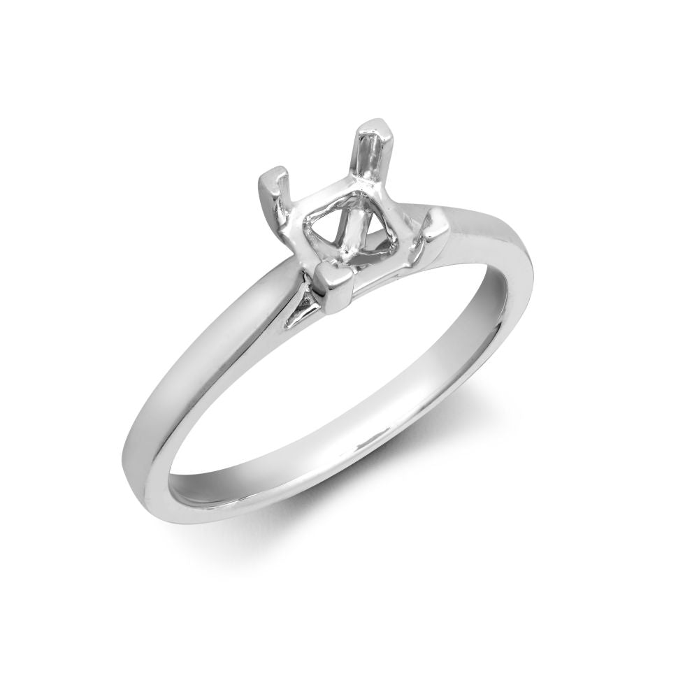 18ct White Gold 70pts Princess Cut Solitaire Plain Wed-fit Ring Mount - Stock Size N