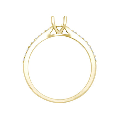 18ct Yellow Gold 0.12ct Natural Diamond Pave set Wed-fit Ring Mount- Holds 0.25ct
