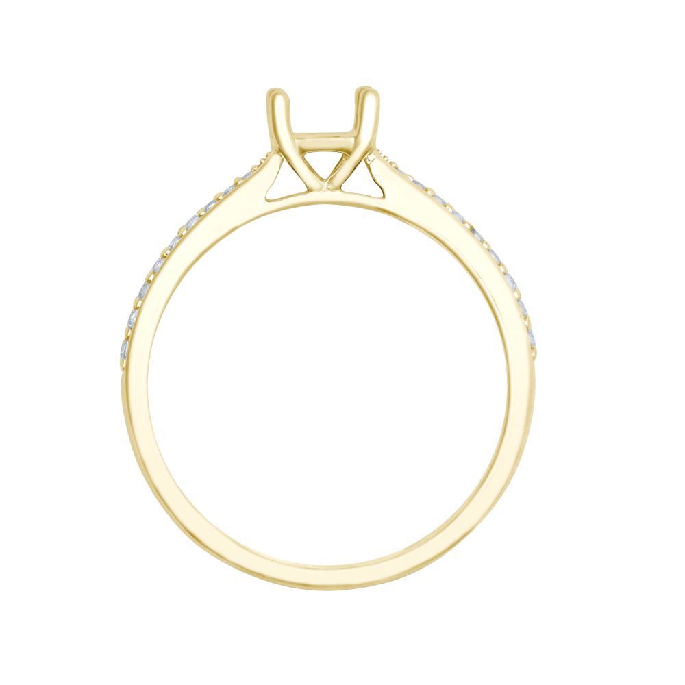 18ct Yellow Gold 0.12ct Natural Diamond Pave set Wed-fit Ring Mount- Holds 0.50ct