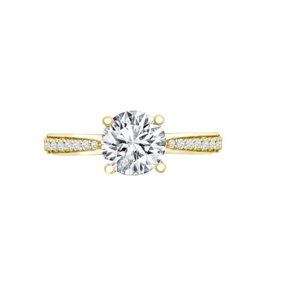 18ct Yellow Gold 0.14ct Natural Diamond Pave set Wed-fit Ring Mount- Holds 1.00ct