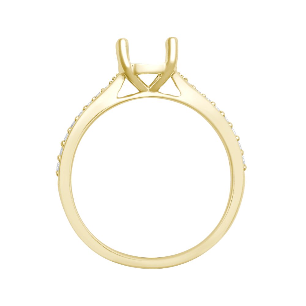 18ct Yellow Gold 0.14ct Natural Diamond Pave set Wed-fit Ring Mount- Holds 1.00ct