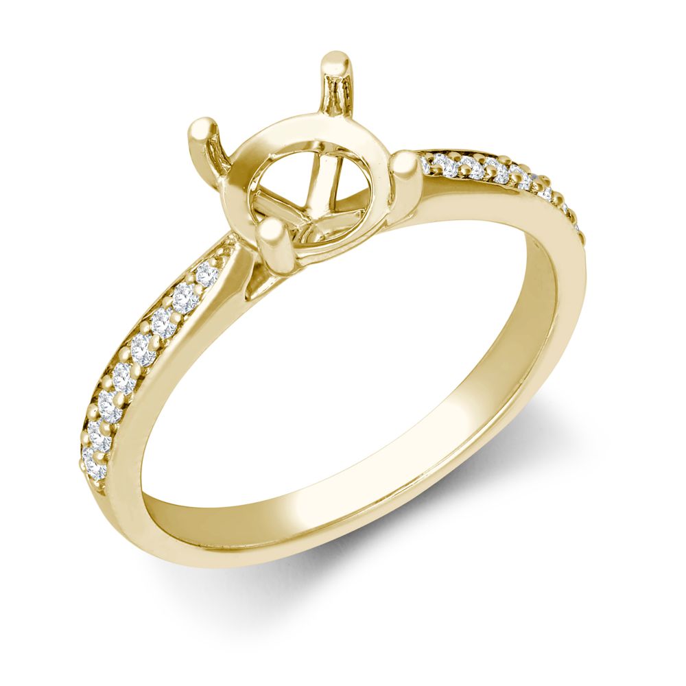 18ct Yellow Gold 0.14ct Natural Diamond Pave set Wed-fit Ring Mount- Holds 1.00ct