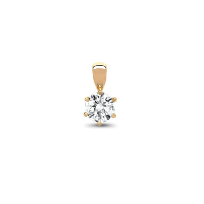 18ct Yellow Gold 10pts 6 Claw Natural Diamond Solitaire Pendant