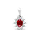 18ct White Gold Natural Diamond And Ruby Pendant