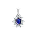 18ct White Gold Natural Diamond And Sapphire Pendant